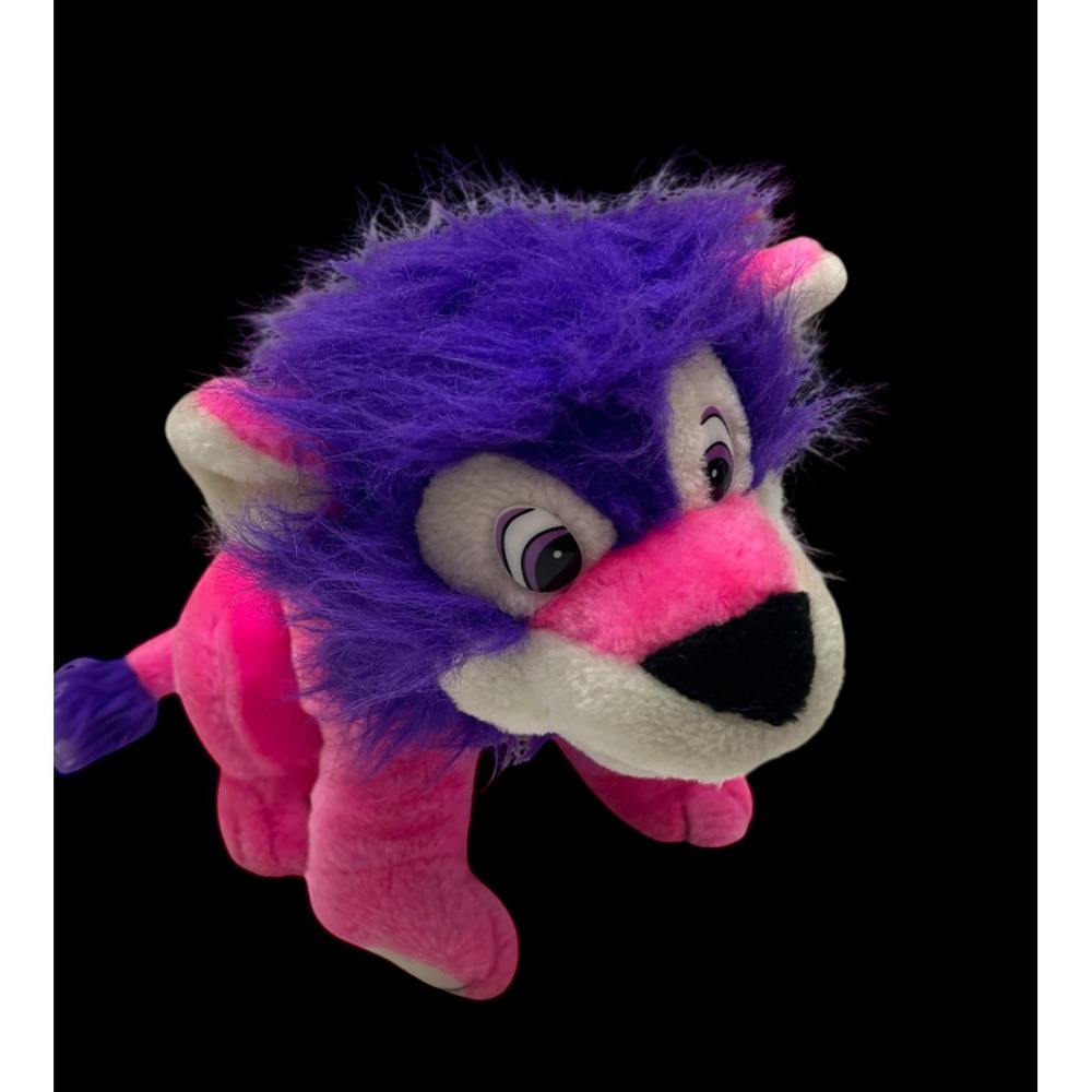 VTG Toy Works 14" Carnival Fair Plush Animal Lion Pink‎ Purple Stuffed Toy RARE